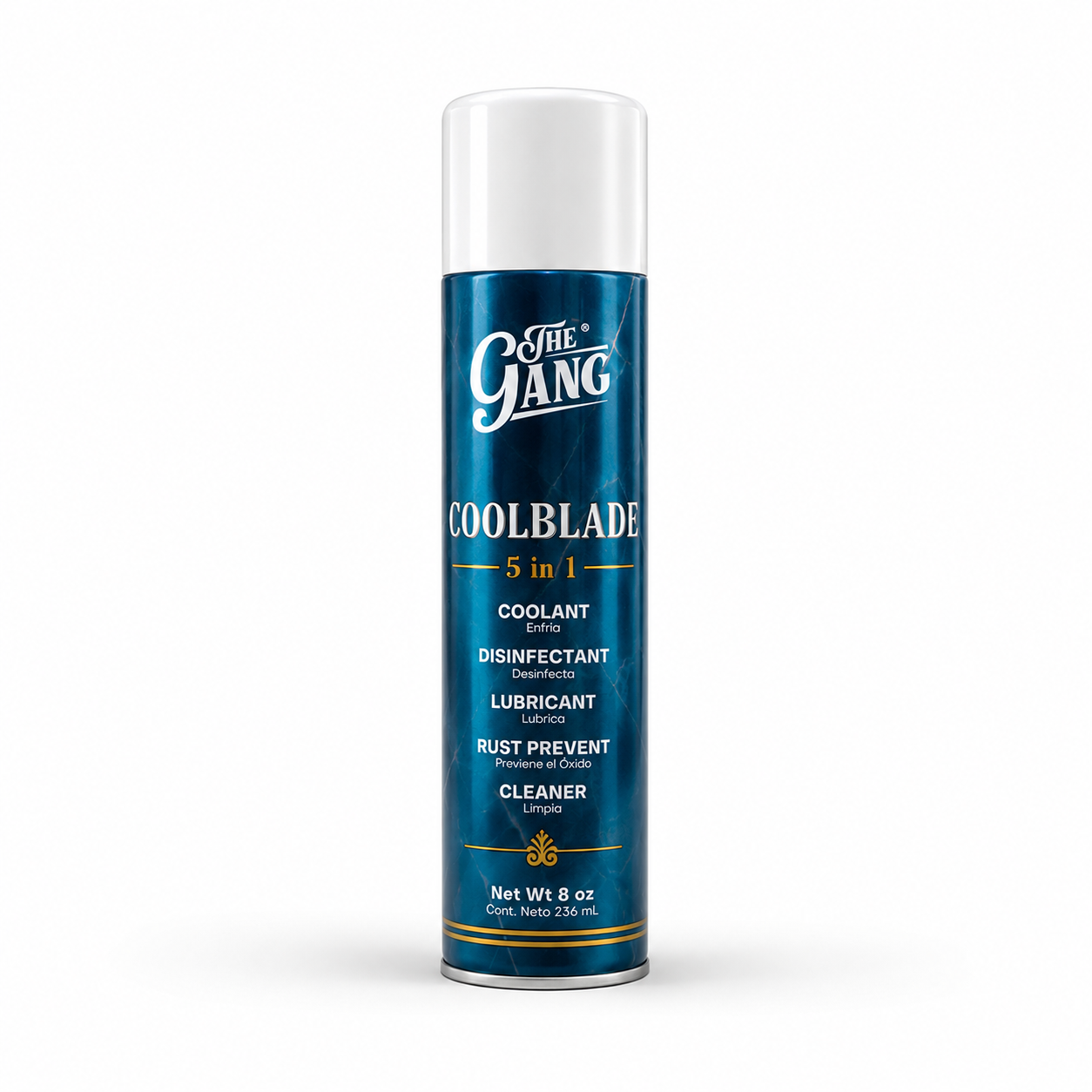 Spray refrigerante The Gang 5 en 1 para máquinas barbería Cool Blade x 236 ml