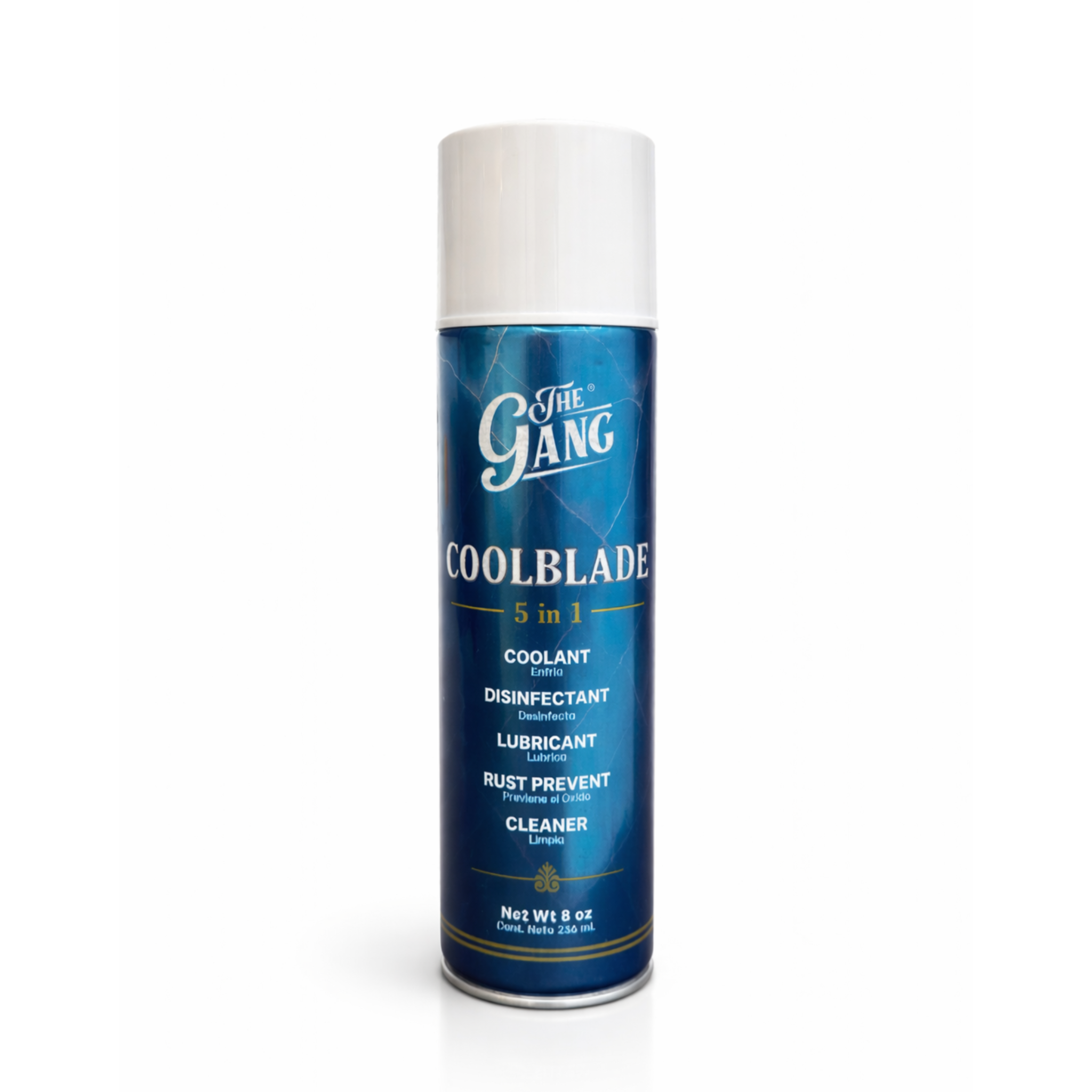 Spray refrigerante The Gang 5 en 1 para máquinas barbería Cool Blade x 236 ml
